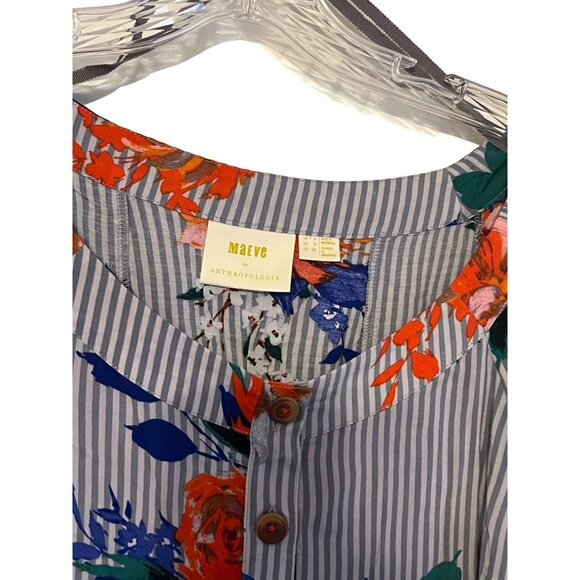Anthropologie Maeve Lilorne Floral Buttondown Women's Top Size 0 New without Tag - Picture 7 of 8